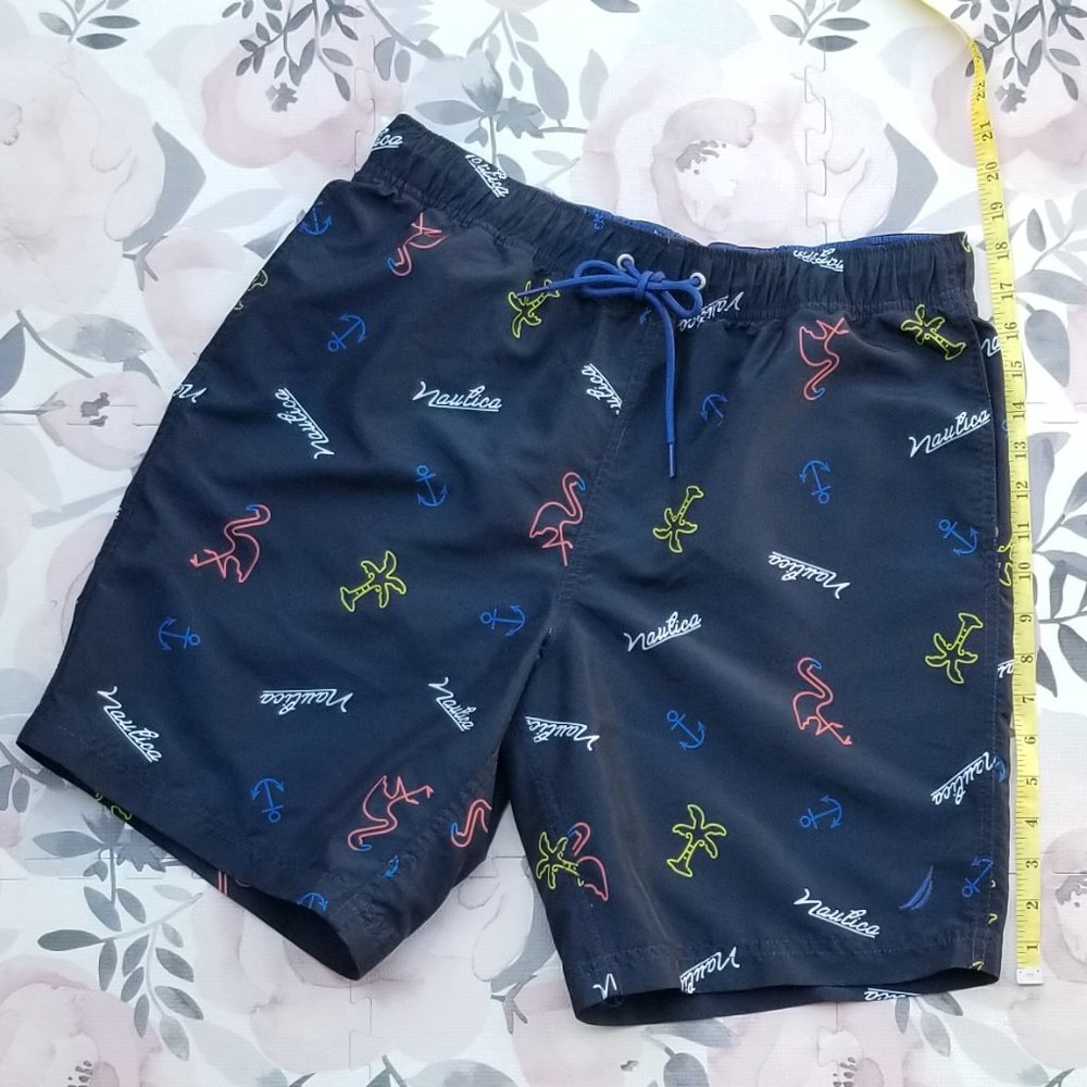 NAUTICA SWIM TRUNKS FLAMINGO PALM TREE ANCHOR Size M ✨HP✨